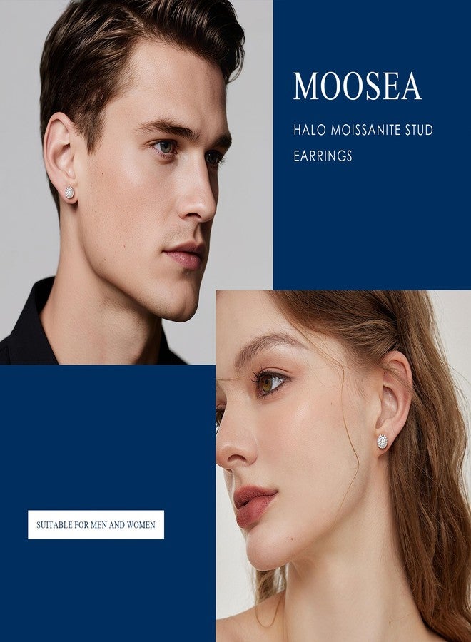 MOOSEA أقراط مويسانيت من MOOSEA، بقفل لولبي، للنساء والرجال، 2 قيراط، أقراط مويسانيت دائرية مصنعة مخبرياً، مرصعة بفضة إسترليني عيار 925، هدية مثالية للذكرى السنوية أو عيد الميلاد للأم أو الزوجة. - Image 4